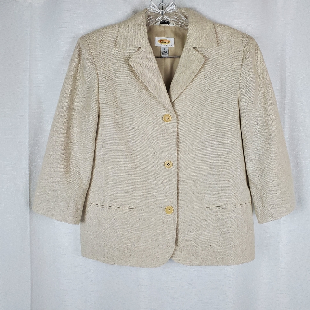 Vintage Talbots Irish Linen 3/4 Sleeve Blazer